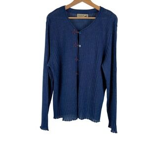 Peruvian Link Women Alpaca Blend Cardigan Size XL* Blue Boho Cottage Luxe Layers